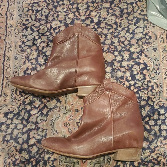 Zara brown leather booties size 7 - Picture 1 of 2